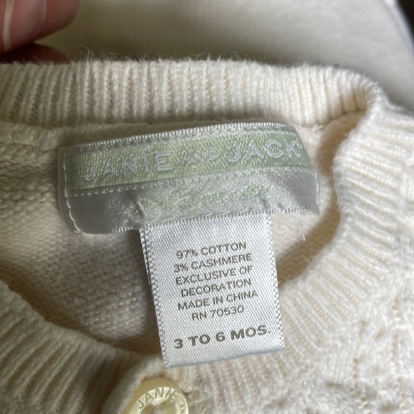 Janie and Jack Sweater button up with embroidered brown teddy bear - Picture 5 of 6